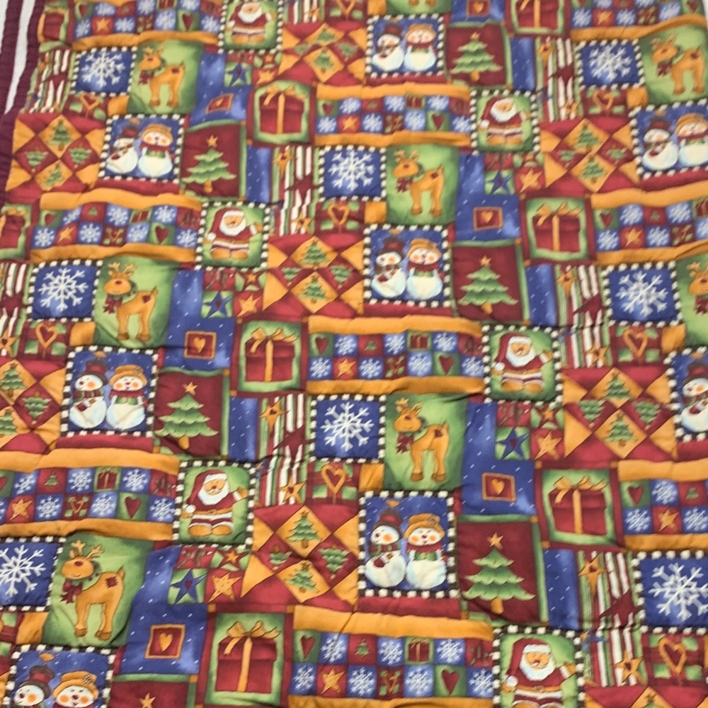 Quilted style holiday season blanket, or throw